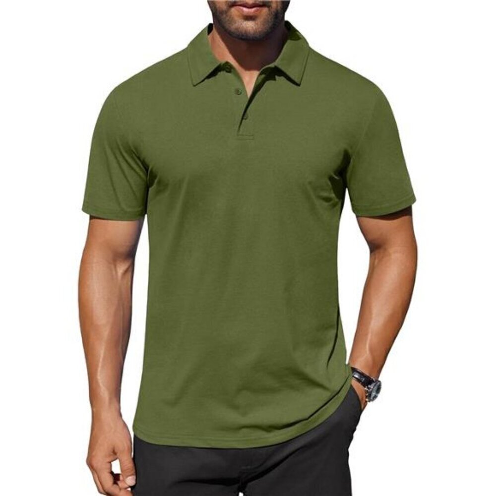 Moisture Wicking Polo Shirt Men Golf Casual Short Sleeve